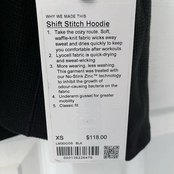 NEW Lululemon Black Shift Stitch Hoodie XS - Picture 5 of 5